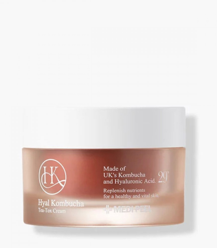 Зволожуючий ампульний крем для підвищення еластичності шкіри з комбучею і гіалуроновою кислотою Medi-Peel Hyal Kombucha Tea-Tox Cream 50мл_https://pinklab.com.ua