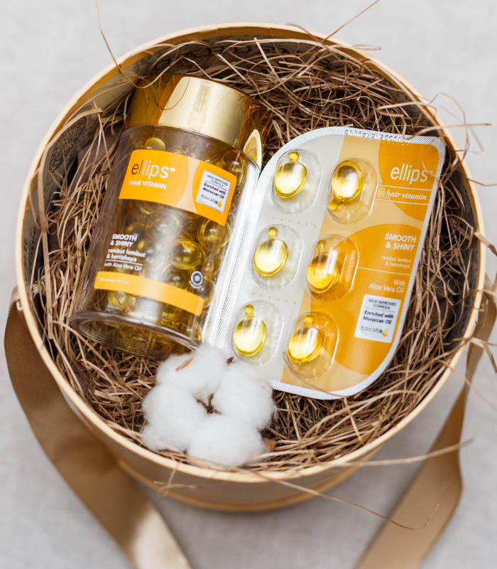 Вітаміни для волосся Ellips Hair Vitamin Smooth & Shiny With Aloe Vera Oil Розкішне сяйво, з олією алое вера, 50*1 мл_https://pinklab.com.ua