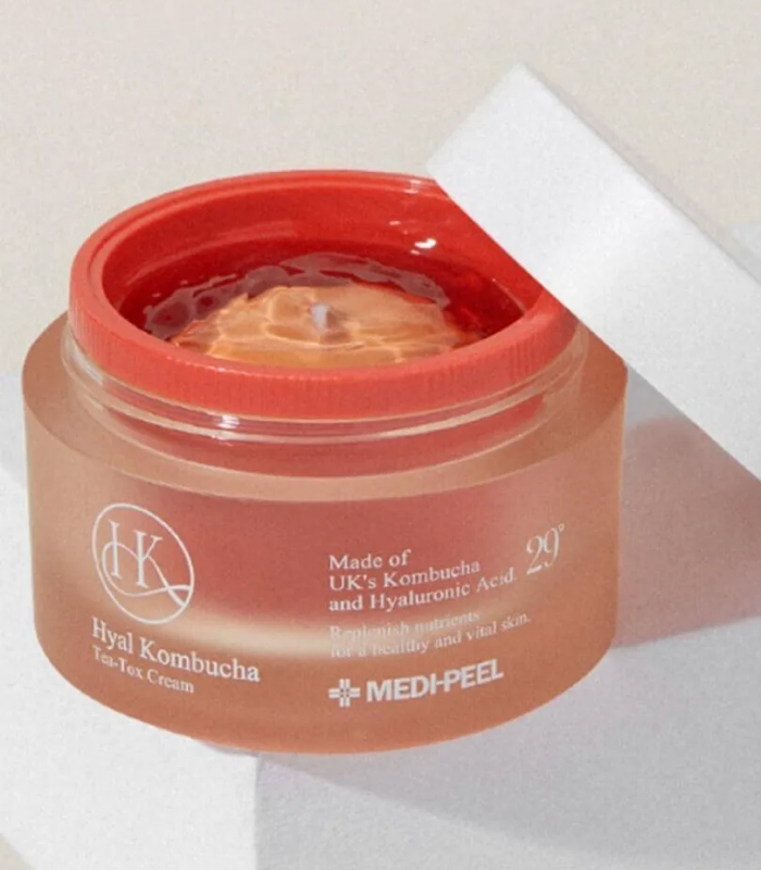Зволожуючий ампульний крем для підвищення еластичності шкіри з комбучею і гіалуроновою кислотою Medi-Peel Hyal Kombucha Tea-Tox Cream 50мл_https://pinklab.com.ua