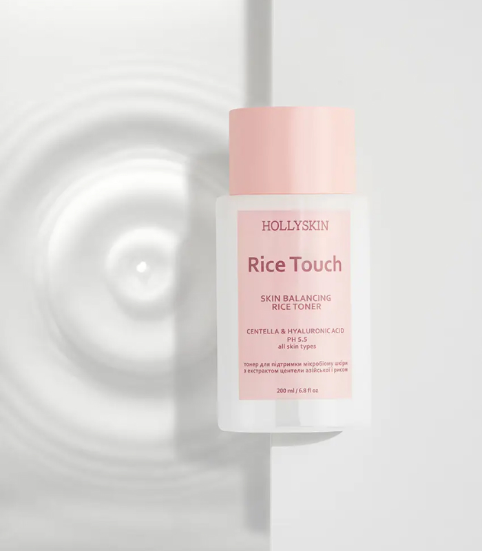 Тонер для підтримки мікробіому шкіри з екстрактом центели азійської і рисом Rice Touch HOLLYSKIN_https://pinklab.com.ua/