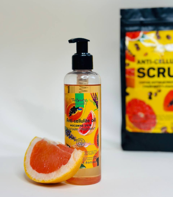 Антицелюлітна масажна олія Top Beauty “Папайя – Грейпфрут”_https://pinklab.com.ua