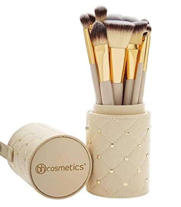 Пензлі для макіяжу в тубусі BH Cosmetics Studded Couture Brush Set, 12 шт._https://pinklab.com.ua