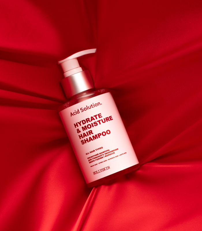 Кислотний шампунь для глибокого зволоження шкіри голови і волосся HOLLYSKIN Acid Solution._https://pinklab.com.ua