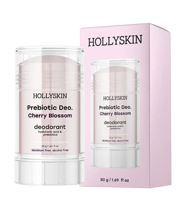 Парфумований дезодорант з гіалуроновою кислотою і пребіотиками HOLLYSKIN Prebiotic Deo. Cherry Blossom_https://pinklab.com.ua