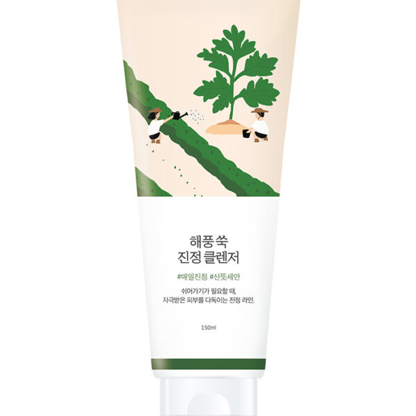 Заспокійлива очищуюча пінка з морським полином ROUND LAB Mugwort Calming Cleanser 150 ml_https://pinklab.com.ua