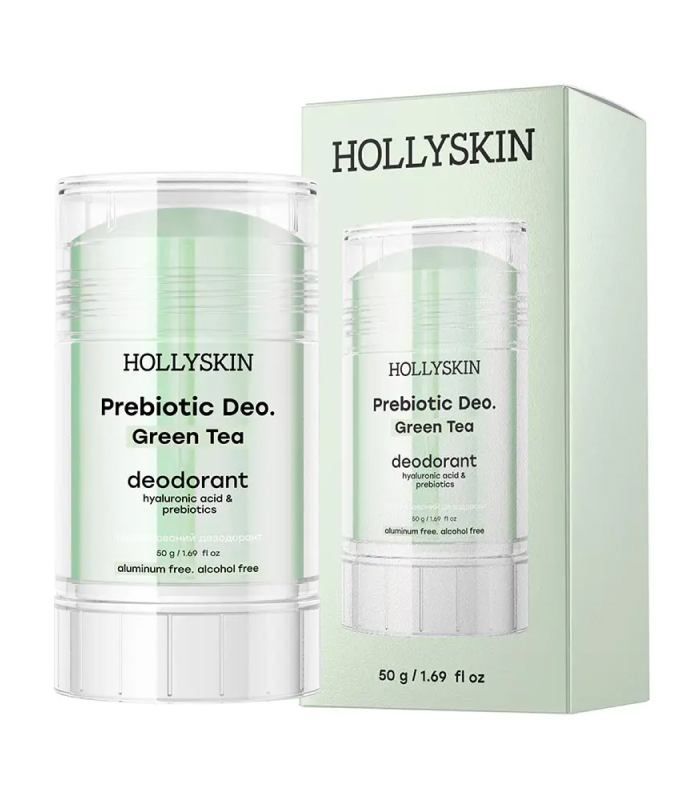 Парфумований дезодорант з гіалуроновою кислотою і пребіотиками HOLLYSKIN Prebiotic Deo. Green Tea_https://pinklab.com.ua