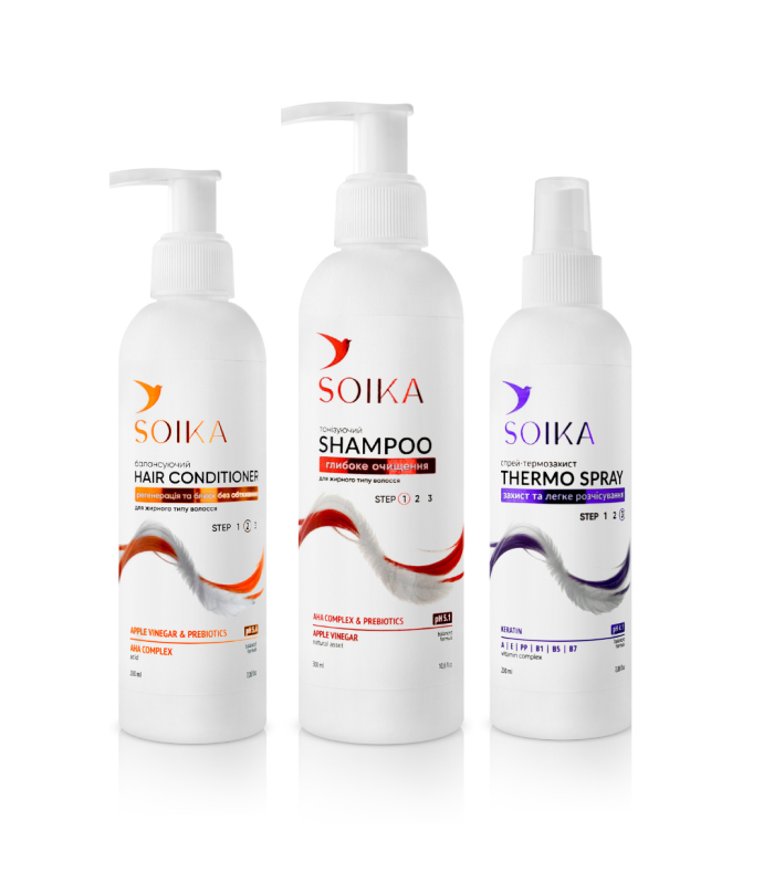 Набір 3в1 для жирного типу волосся Soika_https://pinklab.com.ua