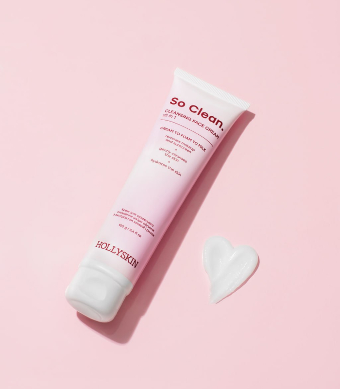 Крем для щоденного очищення шкіри обличчя HOLLYSKIN So Clean. з екстрактом камелії і рисом_https://pinklab.com.ua