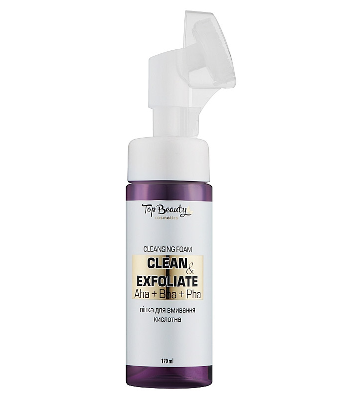 pinklab_пінклаб_Пінка кислотна для вмивання обличчя з екстрактом чорниці з щіточкою Top Beauty 170 мл