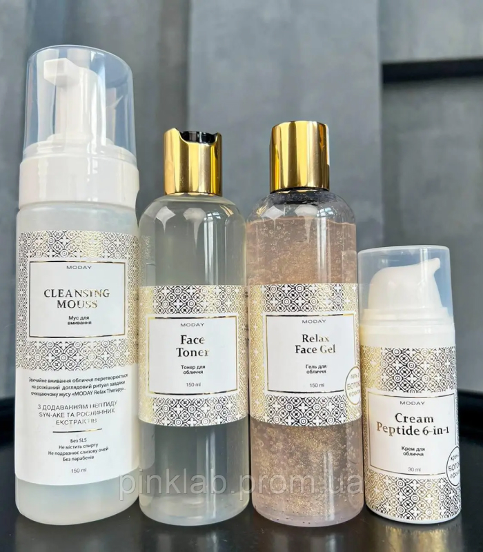 pinklab_пінклаб_Антивіковий набір Moday Syn-Ake з пептидами: крем, гель, тонер, мус