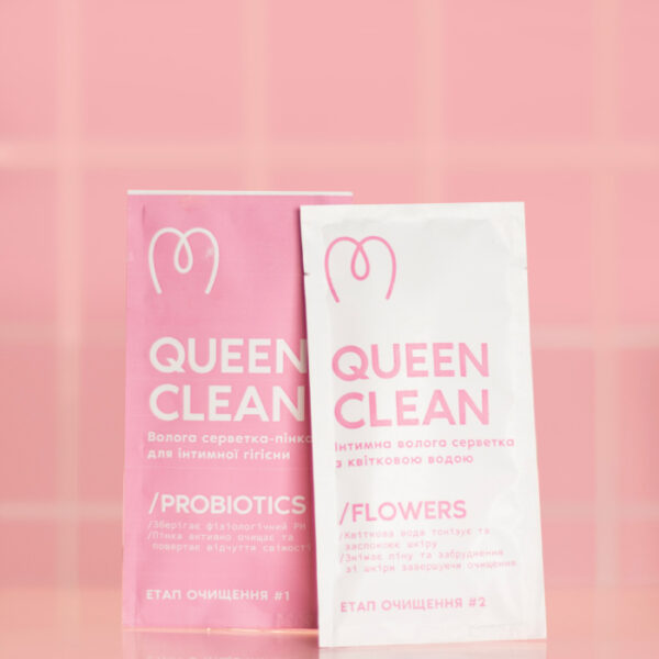 pinklab_пінклаб_Серветки для інтимної гігієни Queen Clean у форматі travel size 2 шт
