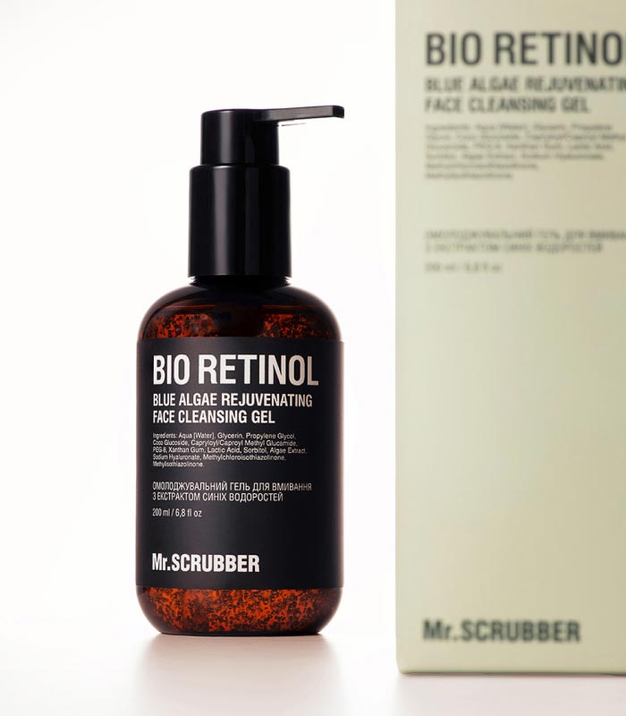 pinklab_пінклаб_Гель для вмивання з ретинолом_Омолоджувальний гель для вмивання Bio Retinol з екстрактом синіх водоростей Mr.SCRUBBER