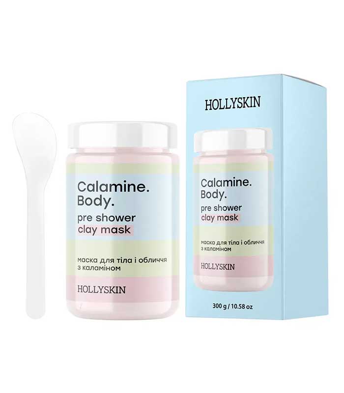 pinklab_пінклаб_Маска для тіла і обличчя HOLLYSKIN Calamine. Body. з каламіном миттєво заспокоює, зменшує подразнення і почервоніння, ретельно очищує