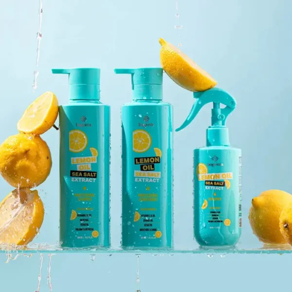 Набір для волосся Bogenia Lemon Oil & Sea Salt – шампунь, кондиціонер, термозахисний спрей